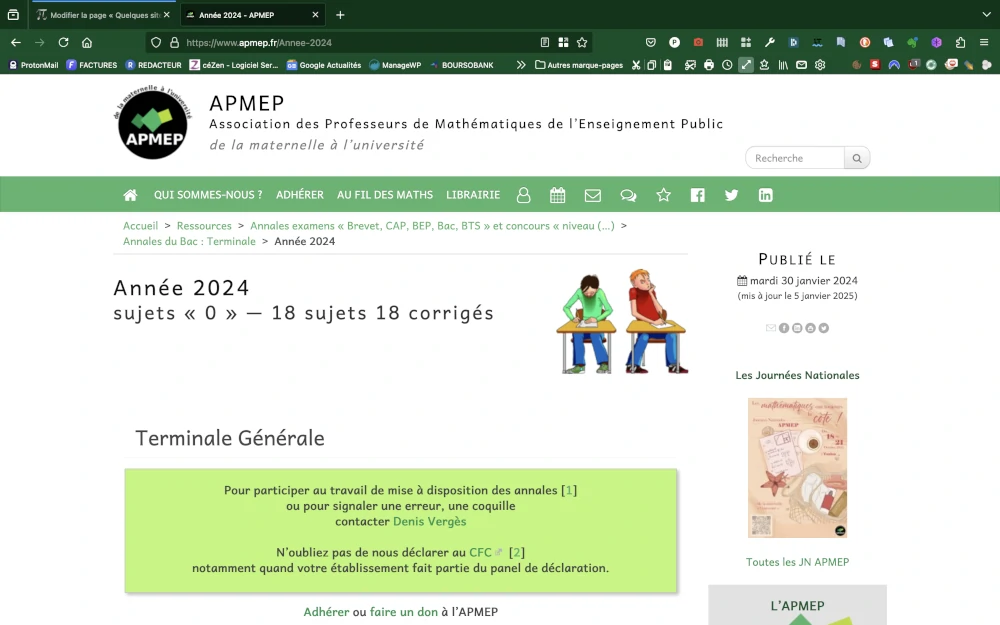 l'APMED regorge de ressources en maths comme par exemple toutes les annales du bac.