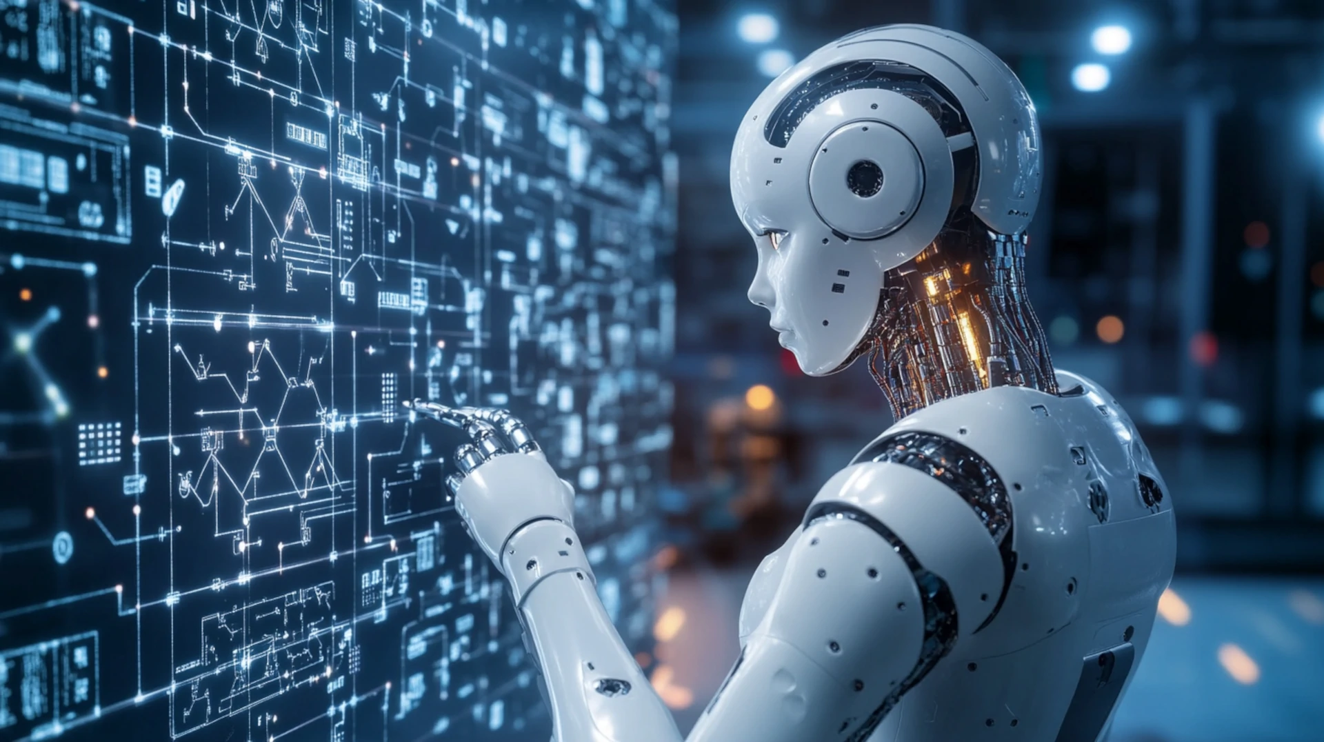 Illustration d'une IA incarnée en enfant face à des équations mathématiques