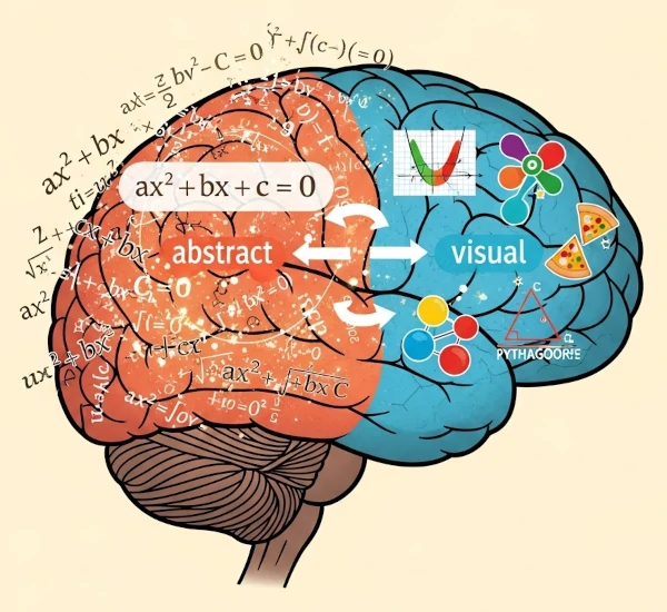 Une vue stylisée du cerveau montrant le lien entre l'abstraction et la visualisation.